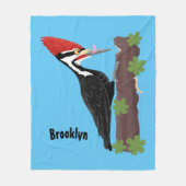 キューピレおもしろいットの木ペッカー漫画イラストレーション フリースブランケット (正面)