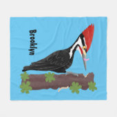 キューピレおもしろいットの木ペッカー漫画イラストレーション フリースブランケット (正面(横))