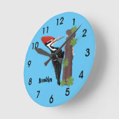 キューピレおもしろいットの木ペッカー漫画イラストレーション ラウンド壁時計 (傾斜)