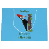 キューピレおもしろいットの木ペッカー漫画イラストレーション ラージペーパーバッグ (正面)