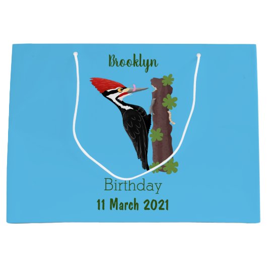 キューピレおもしろいットの木ペッカー漫画イラストレーション ラージペーパーバッグ (正面)