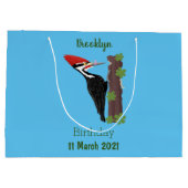 キューピレおもしろいットの木ペッカー漫画イラストレーション ラージペーパーバッグ (裏面)