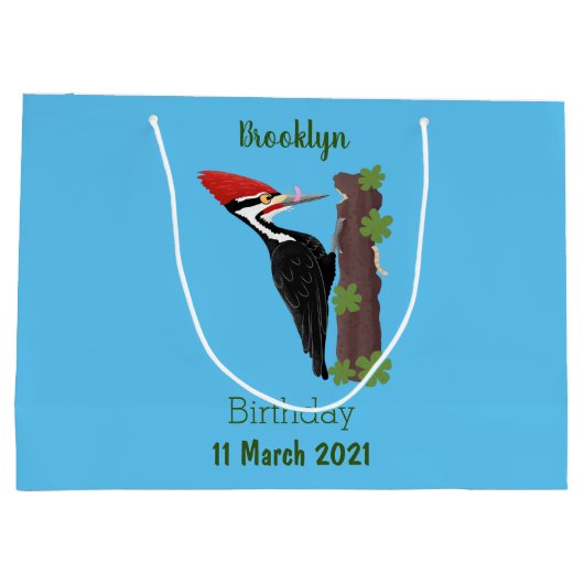 キューピレおもしろいットの木ペッカー漫画イラストレーション ラージペーパーバッグ (裏面)