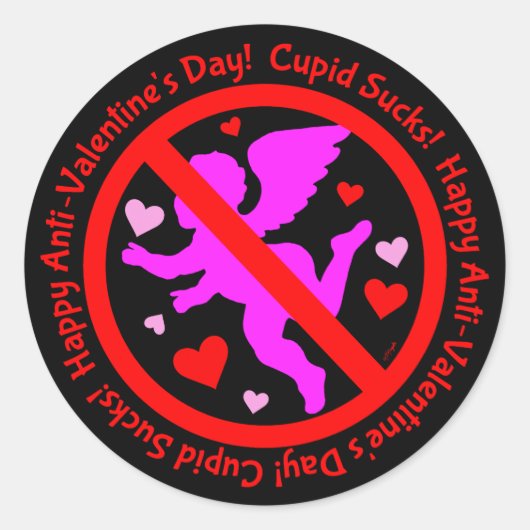 キューピ最低ッドのアンチ・バレンタインデー ラウンドシール (正面)