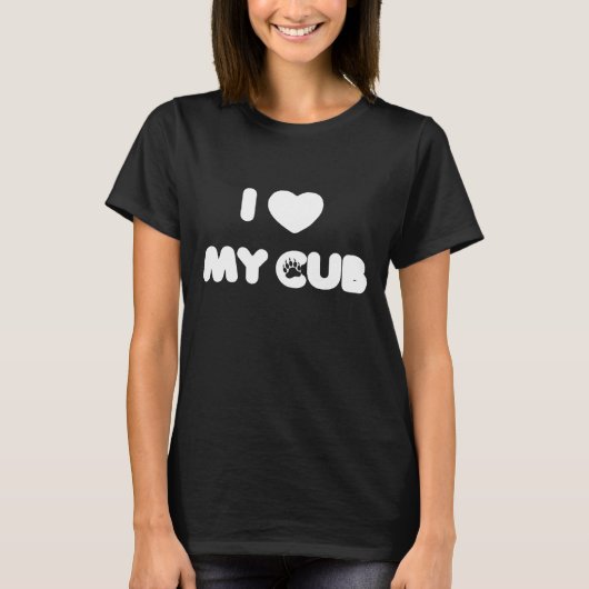 キューブのハートの肉球が大好き Tシャツ (正面)