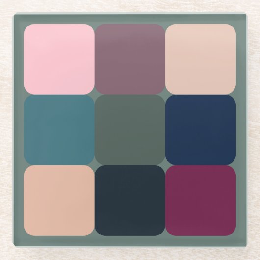 キューブカラフル ガラスコースター (正面)