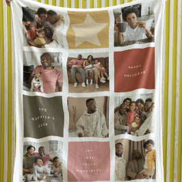 キューブコンテンポラリーフォトグリッドのクリスマス フリースブランケット