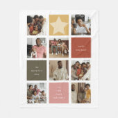 キューブコンテンポラリーフォトグリッドのクリスマス フリースブランケット (正面)