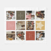 キューブコンテンポラリーフォトグリッドのクリスマス フリースブランケット (正面(横))