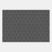 キューブストライプのグレースケール折り返し紙シート ラッピングペーパーシート (正面2)