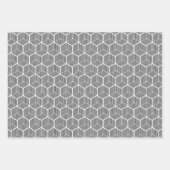 キューブストライプのグレースケール折り返し紙シート ラッピングペーパーシート (正面)