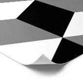キューブパターン白黒とグレー ポスター (角)