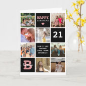 キューブパーソナライズされた文字とフォトグリッド誕生日 カード (黄色い花)