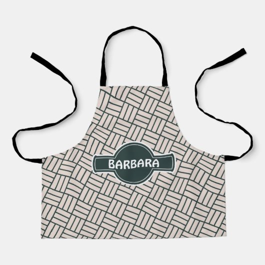 キューブベージュブラックミニマルパターン エプロン (正面)