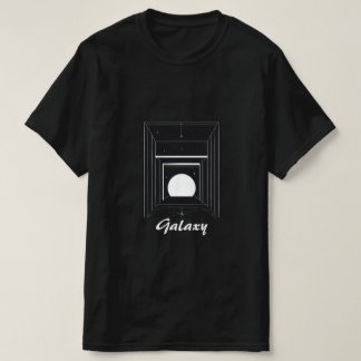 キューブロゴのモノクロ銀河系ミニマル画像 Tシャツ