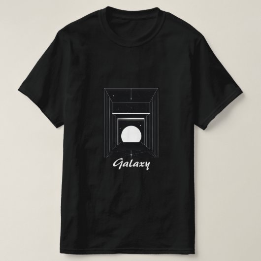 キューブロゴのモノクロ銀河系ミニマル画像 Tシャツ (デザイン正面)