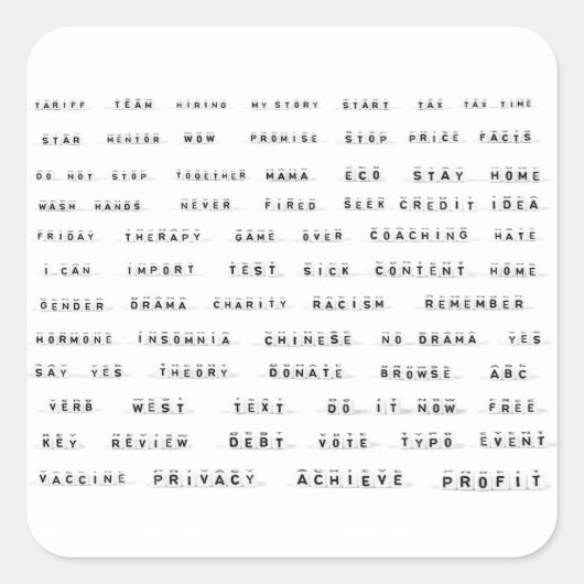 キューブ上の多くの単語 スクエアシール (正面)