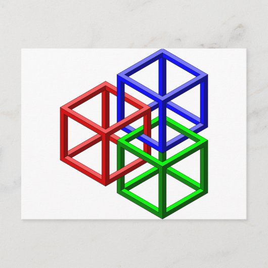 キューブ不可能なジオメトリの光学的イリュージョン ポストカード (正面)