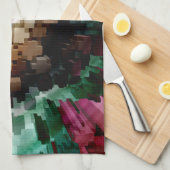 キューブ中心のダークウィンド キッチンタオル (四つ折り)