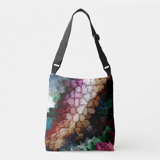 キューブ中心のダークウィンド クロスボディバッグ (正面)