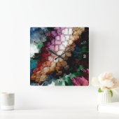 キューブ中心のダークウィンド スクエア壁時計 (ホーム)