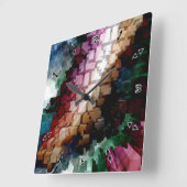 キューブ中心のダークウィンド スクエア壁時計 (傾斜)