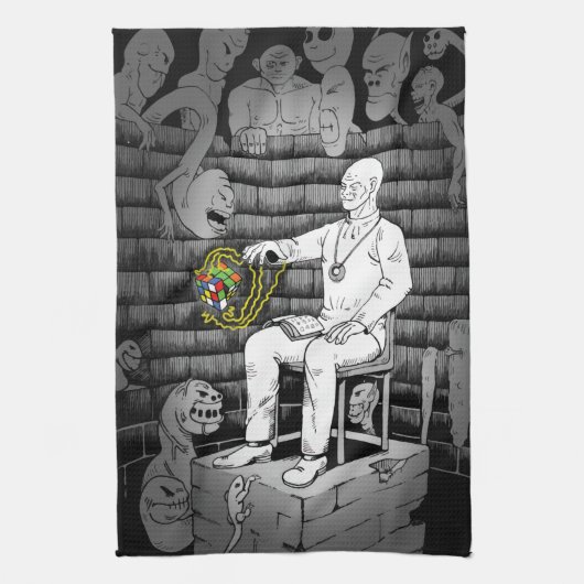 キューブ魔法とモンスター キッチンタオル (縦)