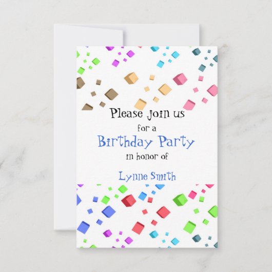 キューブ 誕生日 インビテーション (正面)