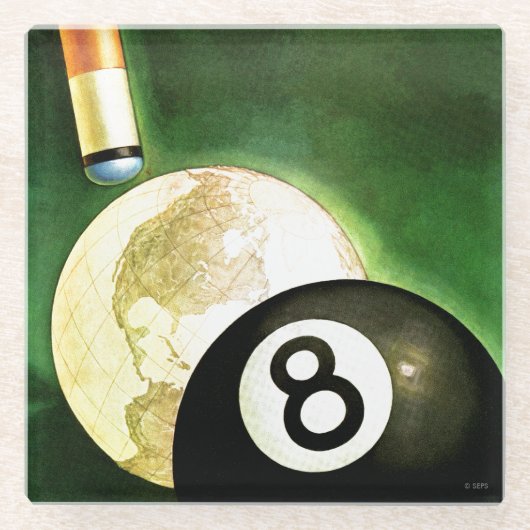 キューボールとしてのワールド ガラスコースター (正面)