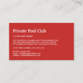 キューボール、スヌーカークラブ、プール/スヌーカープレーヤー 名刺 (裏面)