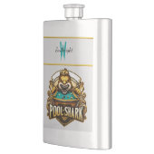 キューマスター：プールシャークのロゴ フラスク (左)