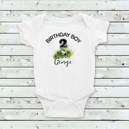 キュームネームサッカーボール男の子かわいい ベビーボディスーツ