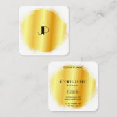 キューム金ゴールドルックモダンモノグラエレガントムテンプレート スクエア名刺 (正面/裏面)