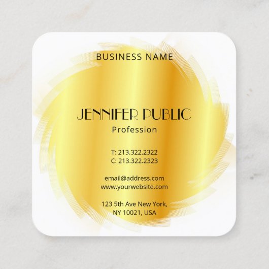 キューム金ゴールドルックモダンモノグラエレガントムテンプレート スクエア名刺 (裏面)