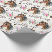 キュールホースエレガントホワイト誕生日ガール女性のカーボーイ ラッピングペーパー (角)