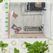 キョンドクリスマスの子犬バイフィレス絵画ズ キッチンタオル (折り畳み)