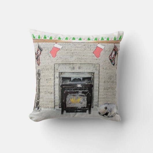 キョンドクリスマスの子犬バイフィレス絵画ズ クッション (正面)