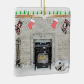 キョンドクリスマスの子犬バイフィレス絵画ズ セラミックオーナメント (右)