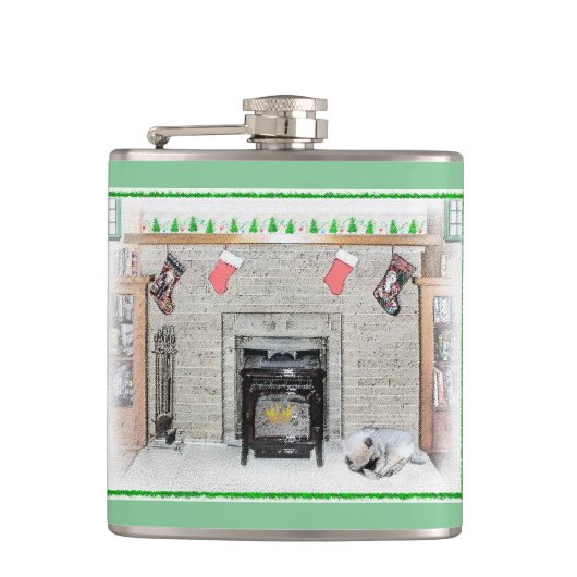 キョンドクリスマスの子犬バイフィレス絵画ズ フラスク (正面)
