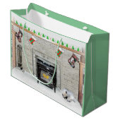 キョンドクリスマスの子犬バイフィレス絵画ズ ラージペーパーバッグ (正面アングル)