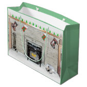 キョンドクリスマスの子犬バイフィレス絵画ズ ラージペーパーバッグ (裏面アングル)