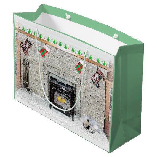 キョンドクリスマスの子犬バイフィレス絵画ズ ラージペーパーバッグ (裏面アングル)