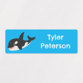 キラおもしろいーのクジラと可愛い漫画パーソナライズされた ラベル (デザイン2)