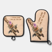 キラよくはしゃぐフカスタム文字おもしろい 鍋つかみ&鍋敷きセット (正面)