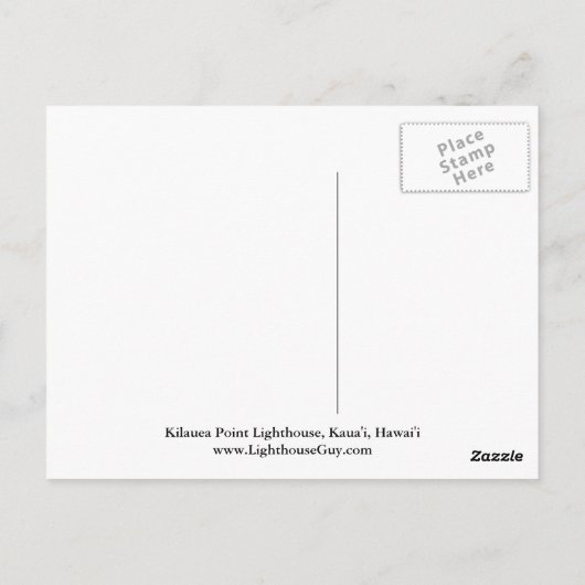 キラウアポイントライトハウス、カウアイ、ハワイのはがき ポストカード (裏面)