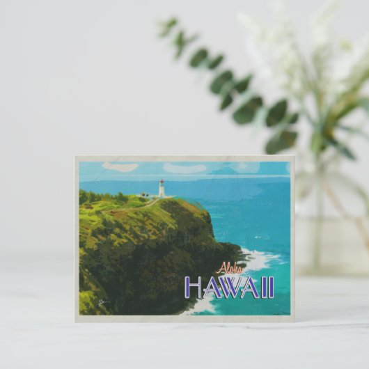キラウアライトハウスハワイヴィンテージトラベルポスター ポストカード (スタンド正面)