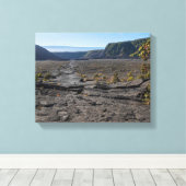 キラウエアの乾燥溶岩ベッドの上にイキクレーター キャンバスプリント (インサイチュ (ウッドフロア))