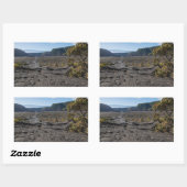 キラウエアの乾燥溶岩ベッドの上にイキクレーター 長方形シール (シート)