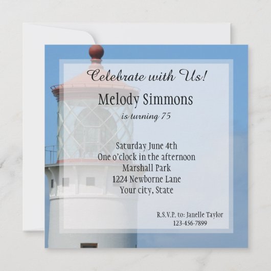 キラウエア灯台 カウアイ 誕生日 招待状 (裏面)