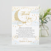 キラキラお洒落リトルスターブルーベビーシャワー サンキューカード (スタンド正面)